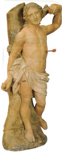 Statue de Saint Sébastien en terre cuite polychrome, XVIIIèmé